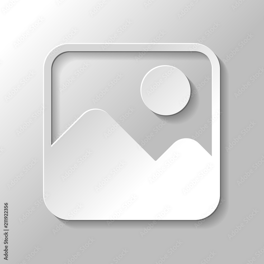Simple picture icon. Paper style with shadow on gray background Simple picture icon. Paper style with shadow on gray background