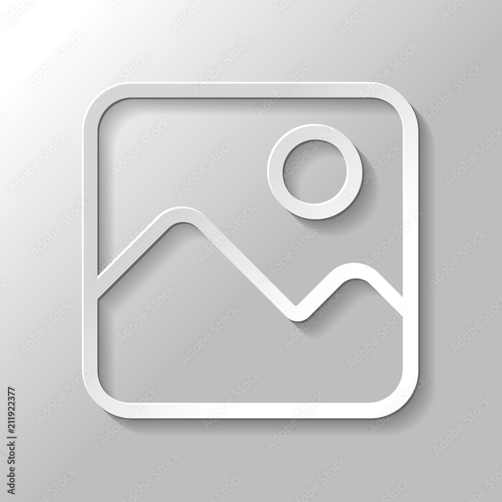 Simple picture icon. Linear symbol, thin outline. Paper style wi Simple picture icon. Linear symbol, thin outline. Paper style wi