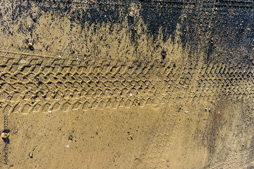 Trace of the tread on the sand
