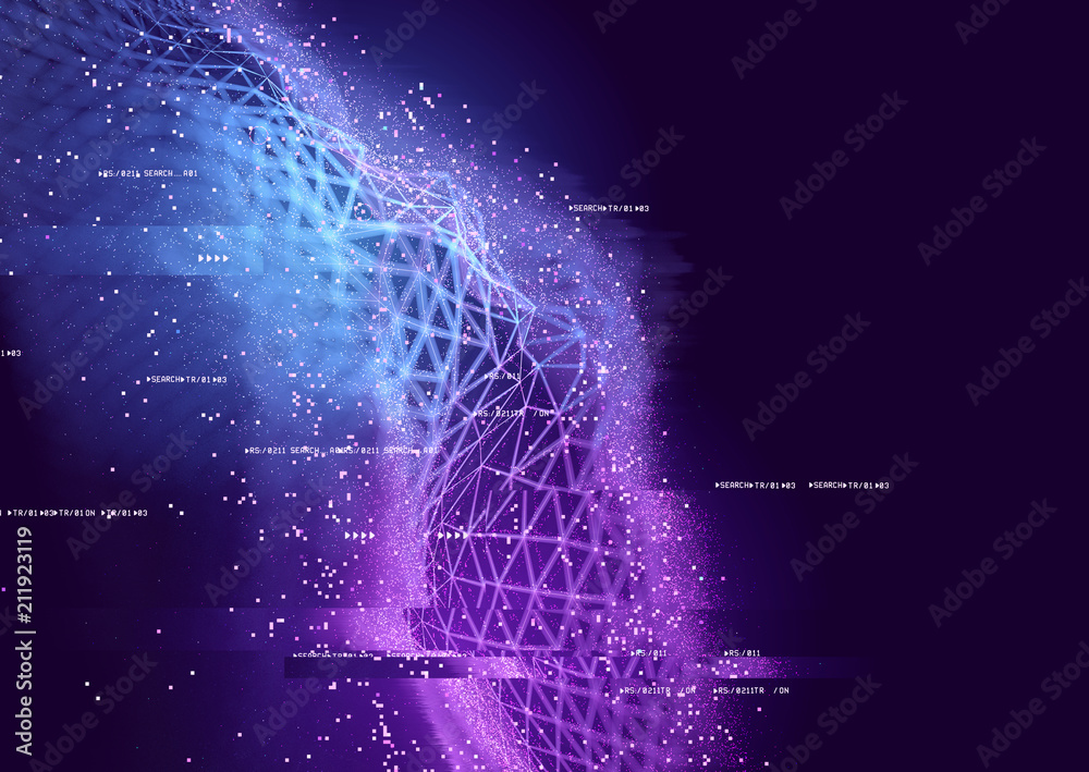 Abstract visual of data connections. Technology background - 3D illustration - obrazy, fototapety, plakaty 