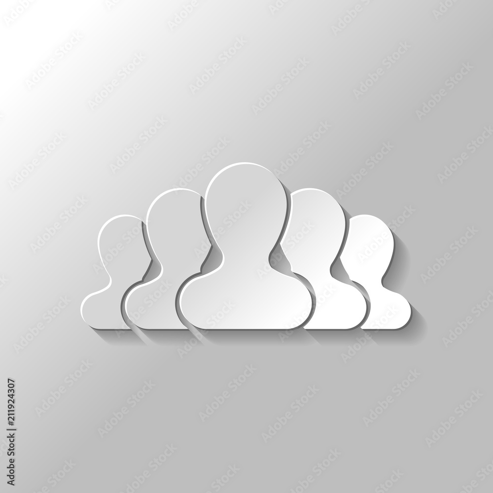Team, few person. Paper style with shadow on gray background Team, few person. Paper style with shadow on gray background
