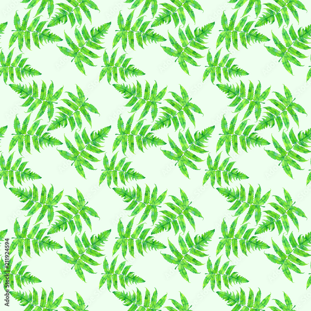 Hand drawn watercolor fern seamless pattern Hand drawn watercolor fern seamless pattern