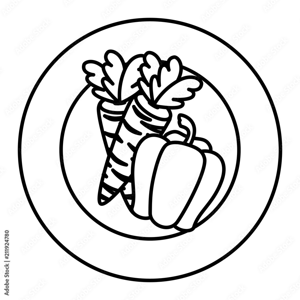 Fototapeta premium dish with vegetables healthy food vector illustration design
