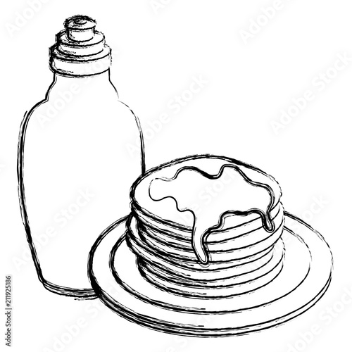pancakes with syrup maple vector illustration design