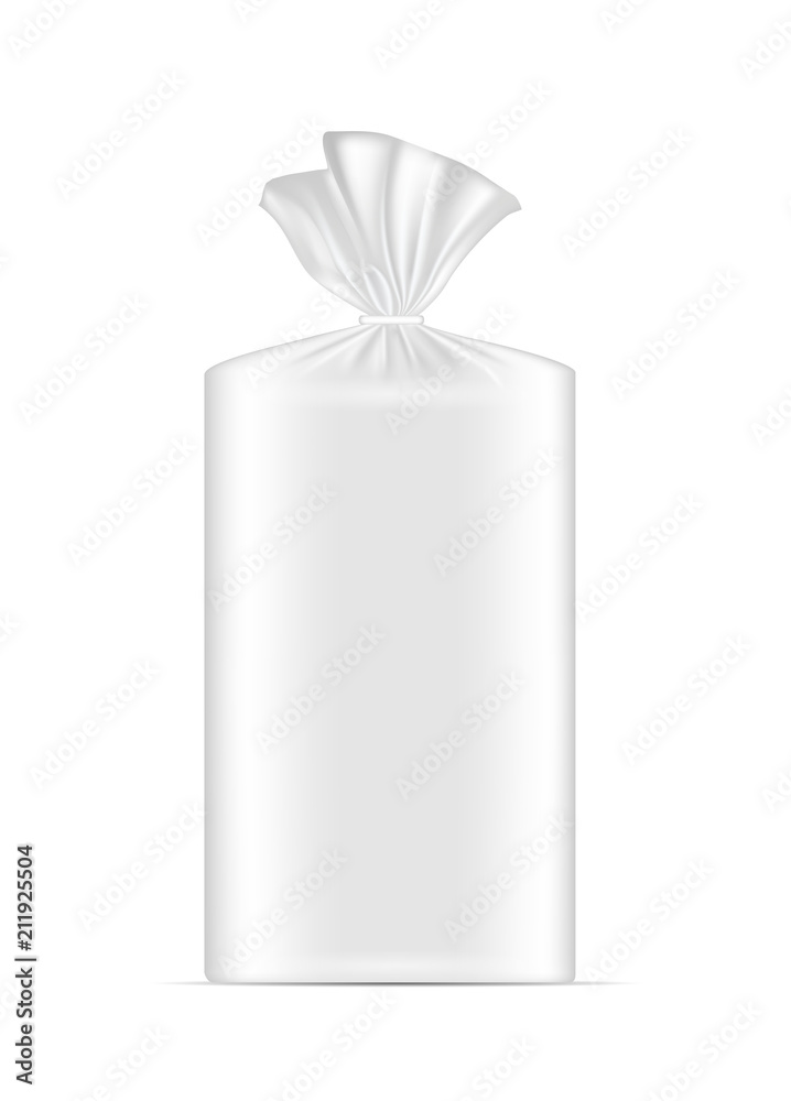 White blank packaging for bread. Sachet for coffee, sweets, cookies and gift