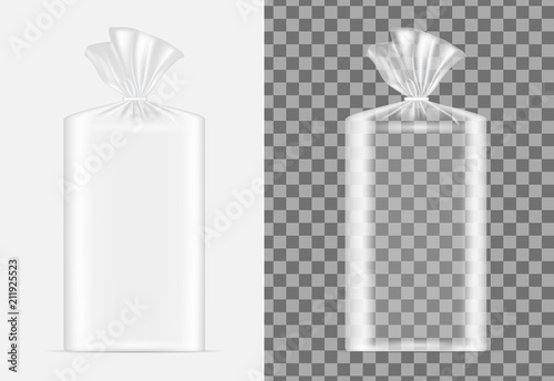 Transparent blank packaging for bread. Sachet for coffee, sweets, cookies and gift