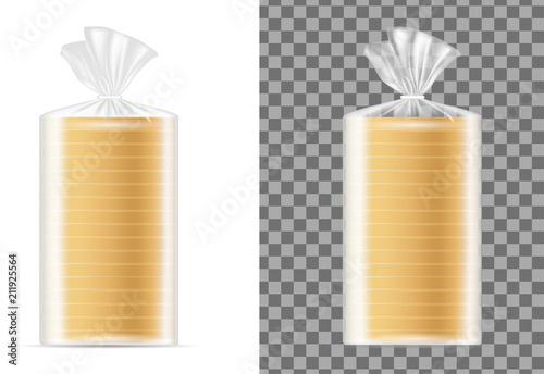 Transparent blank packaging with white bread