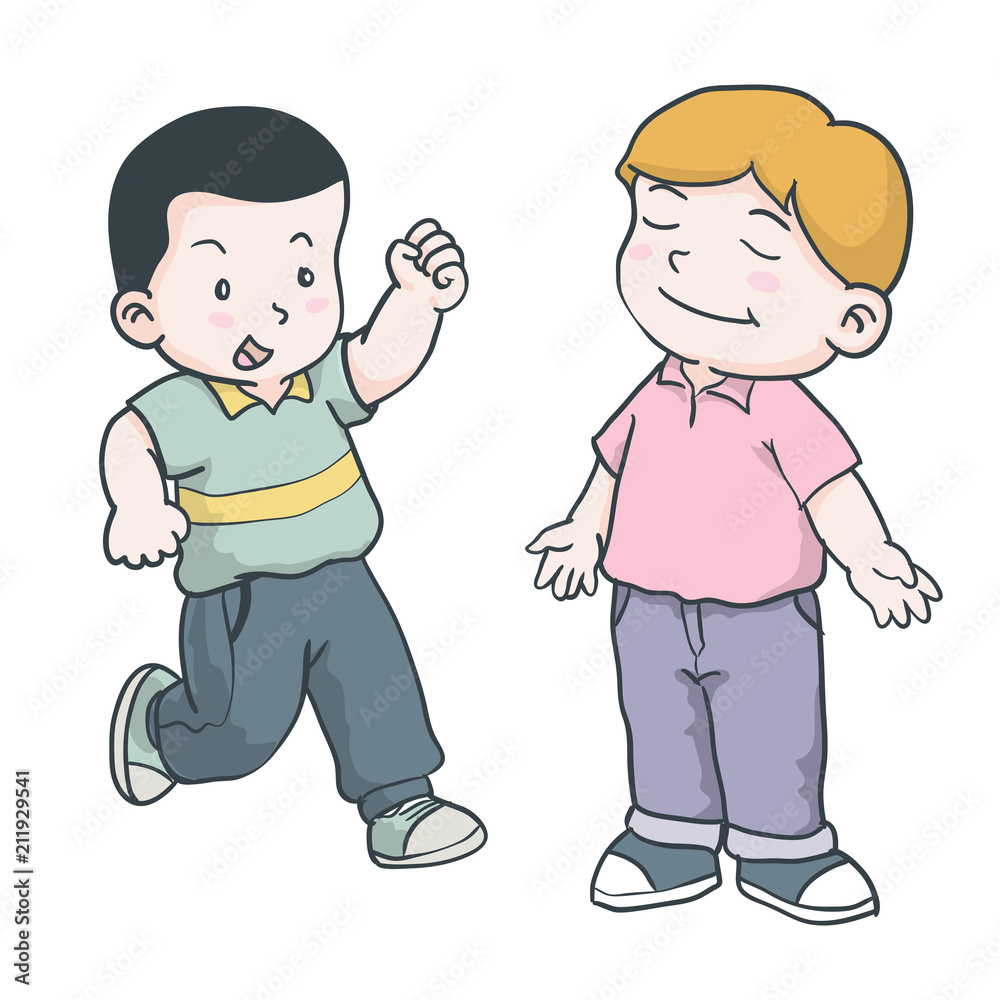 Hand drawing of boy running, standing -Vector Illustration Hand drawing of boy running, standing -Vector Illustration