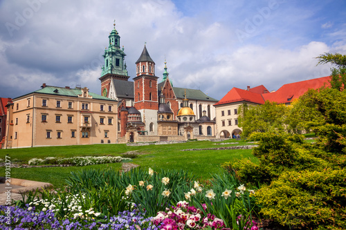 Cathedral in Wawel Castle and Green Park