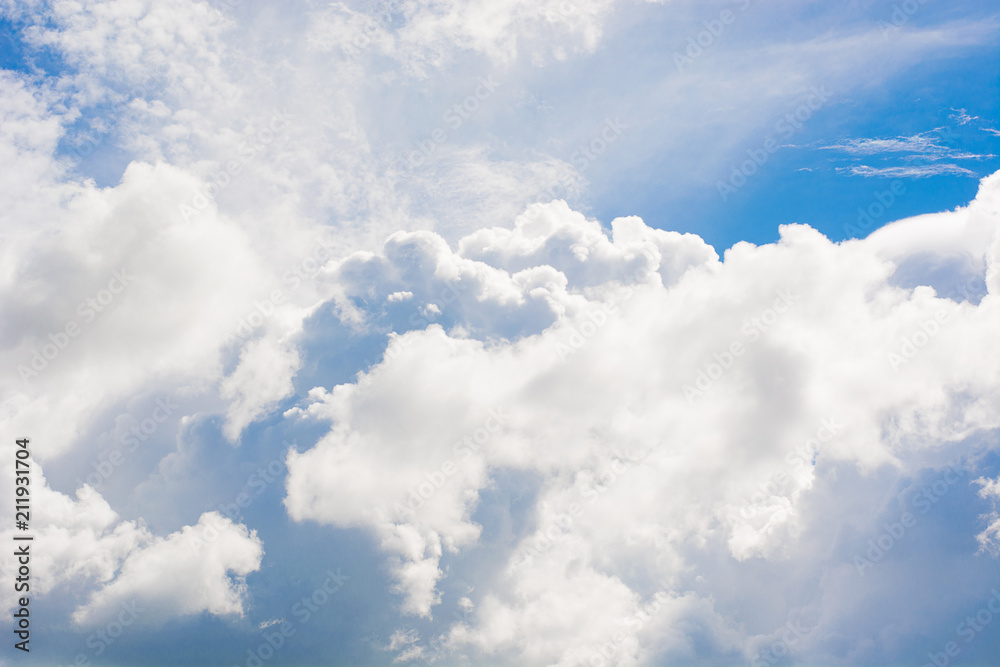 White fluffy clouds and sky, background. White fluffy clouds and sky, background.