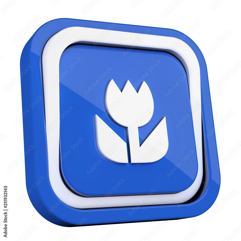 ikona plastikowa 3D niebieski kwadrat pierścień