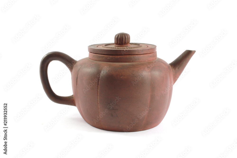 Vintage Antique Kettle Teapot on White Background 