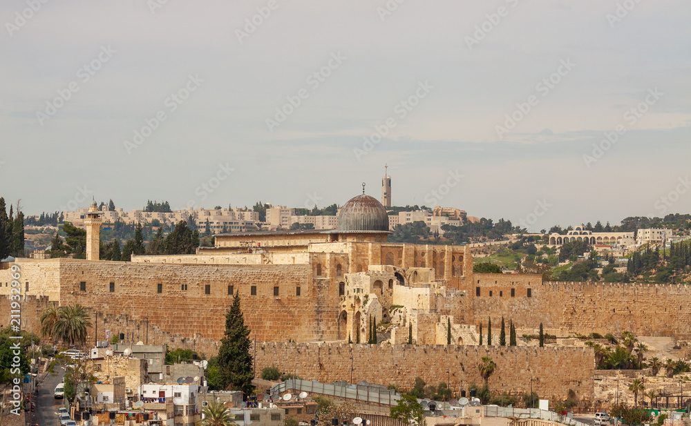 Wide view to mosque Al-aqsa, Jerusalem