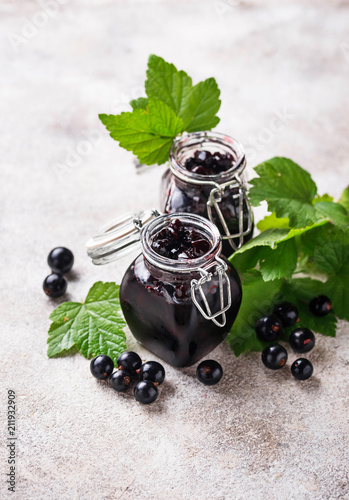 Black currant jam in jar