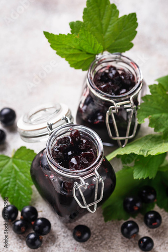 Black currant jam in jar