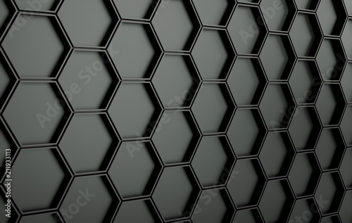 Abstact black futuristic wall. 3d render