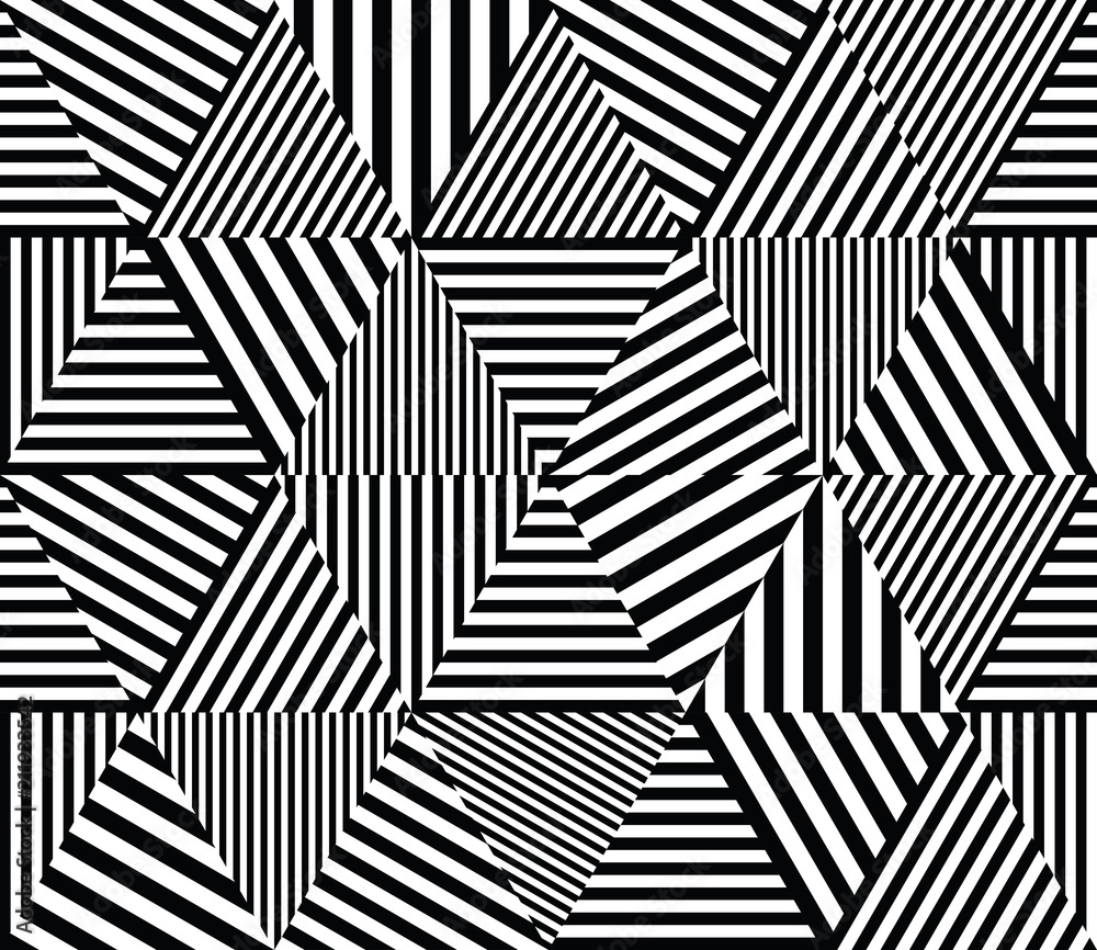 Abstract geometric background. Vector seamless monochrome pattern