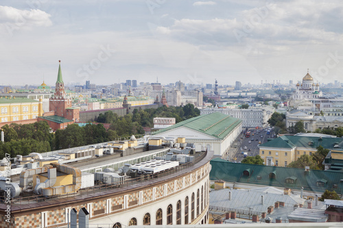 Aerial roof view on Moscow historical center from viewpoint.