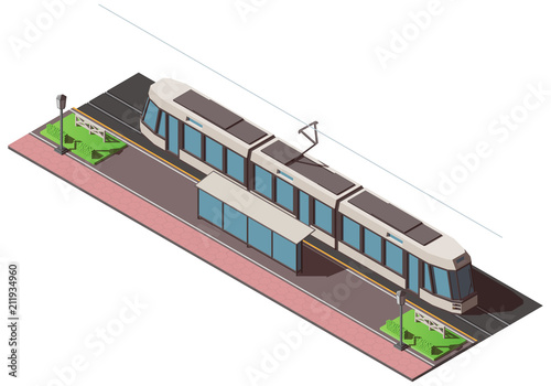 Isometric tram stop