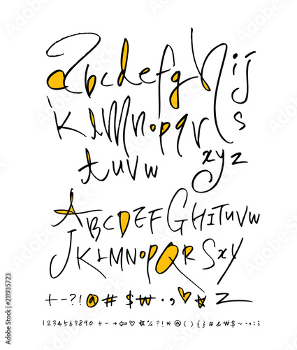 Handwritten calligraphy alphabet