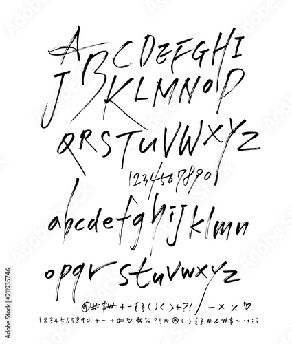 Handwritten calligraphy alphabet
