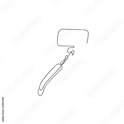 One line selfie stick. Hand drawn vector illustration.