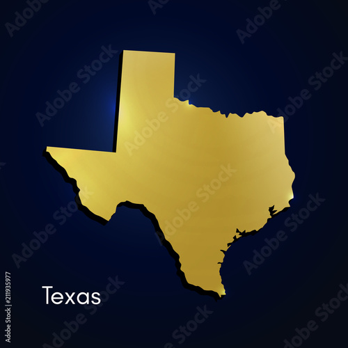 Texas Map Gold Texture On Blue Background