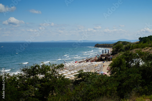 View of the sea coast in the area of Nessebar, Bulgaria.