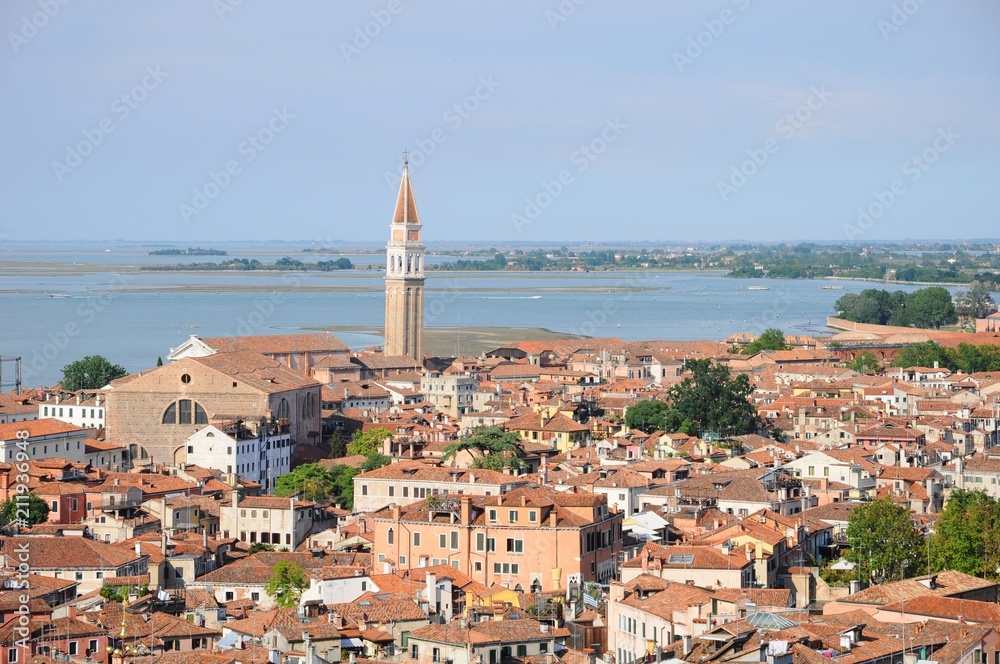 Viewing Cityscape and architectures from the tower in Venice, Italy