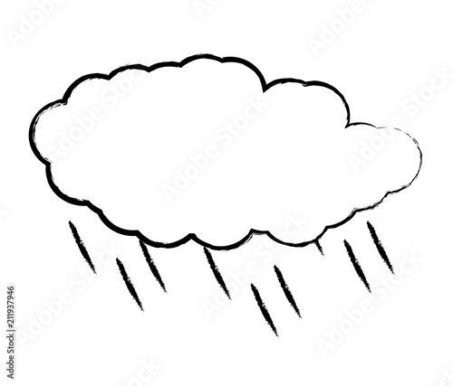 cloud with rainy drops over white background, vector illustration