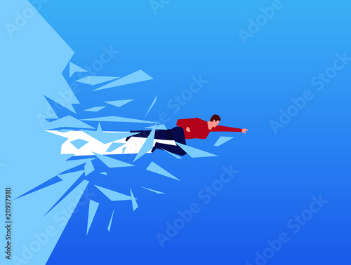 Businessman breaks through obstacles
