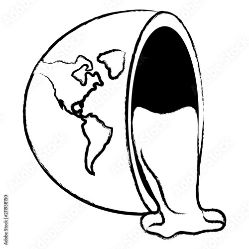 half of the planet with oil spilled over white background, vector illustration