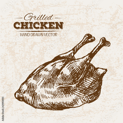 Hand drawn sketch meat products set