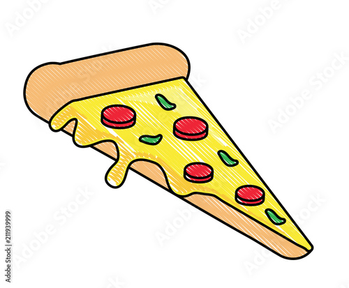 pizza slice icon over white background, vector illustration