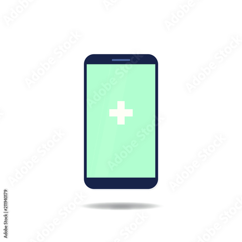 E-health mobile healthcare phone app in vector.