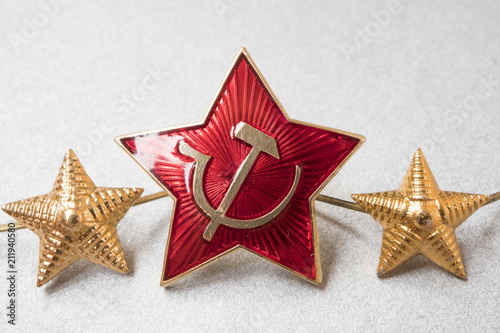 Wallpaper Mural hammer and Sickle icon and stars of the Soviet army, macro photo Torontodigital.ca