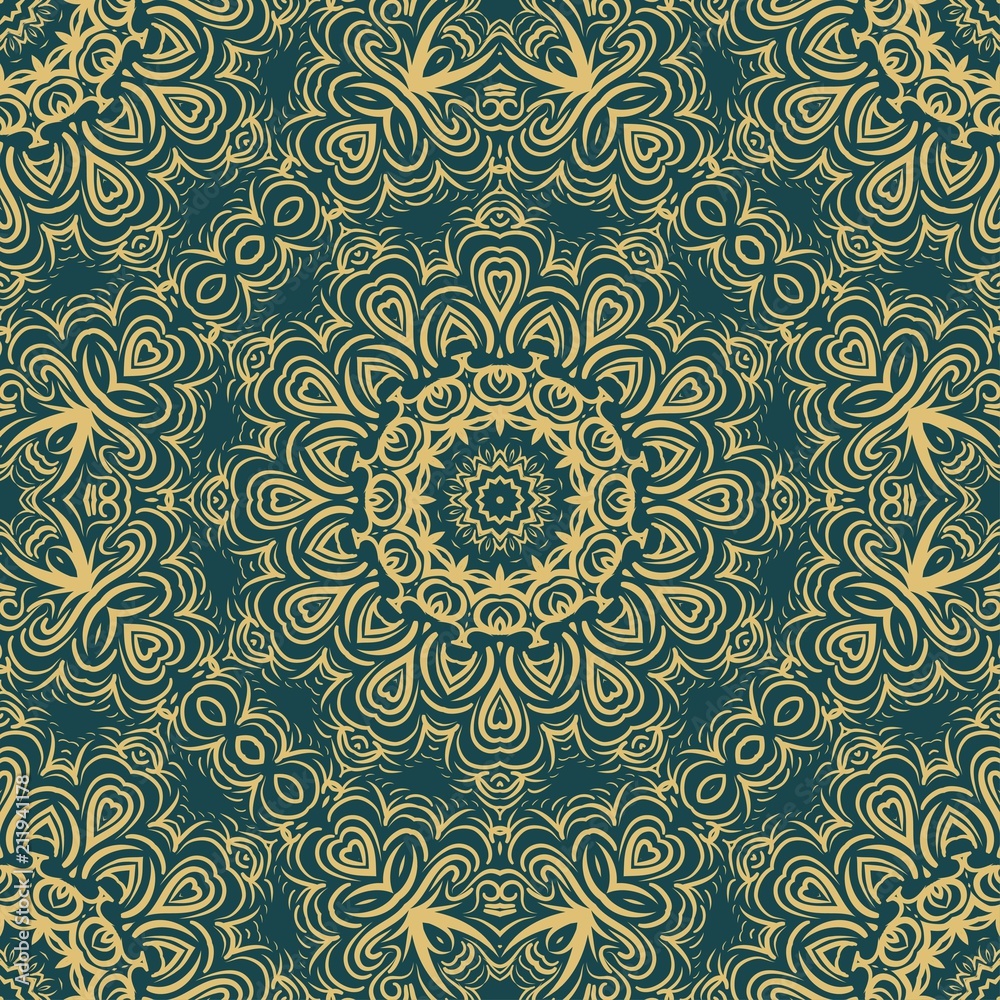Floral Geometric Pattern with hand-drawing Mandala. Vector super illustration. For fabric, textile, bandana, scarg, print. Floral Geometric Pattern with hand-drawing Mandala. Vector super illustration. For fabric, textile, bandana, scarg, print.