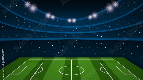 Empty football field arena stadium, vector illustration