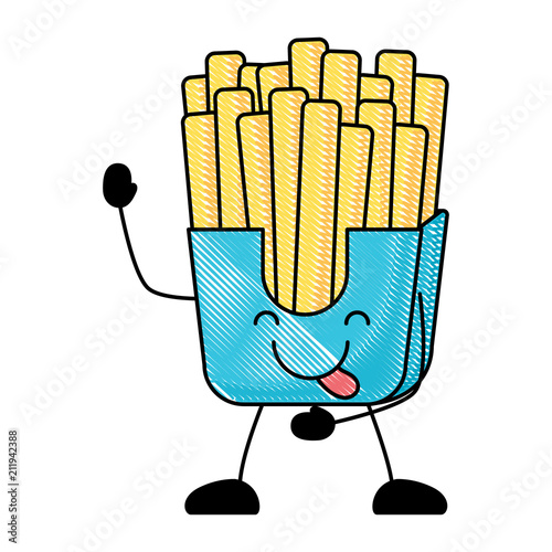 Kawaii french fries icon over white background, vector illustration