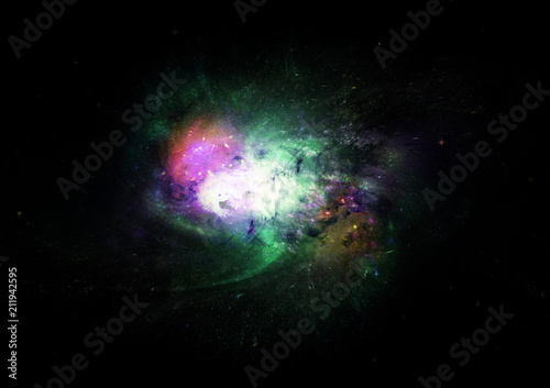 Stars, dust and gas nebula in a far galaxy