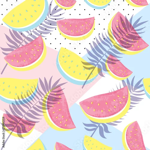 Tapety Jednolity wzór arbuza na białym tle na ręcznie rysowane pędzlem backgro