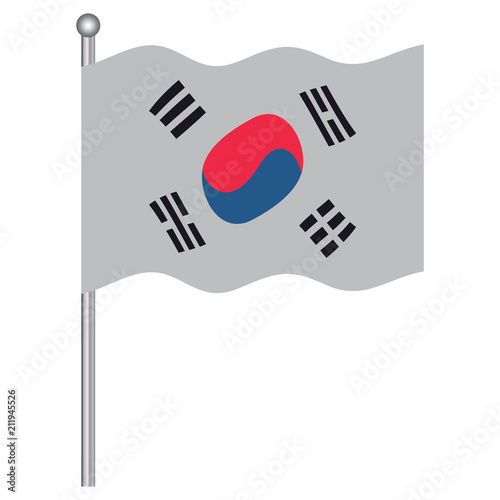 south korea flag icon over white background, vector illustration
