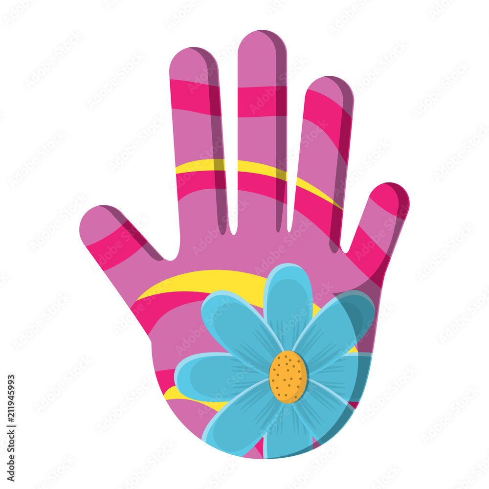 hamsa hand with beautiful flowers design over white background, vector illustration