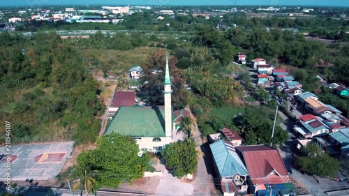 Aerial drone video of a sacred masjid of muslims photo