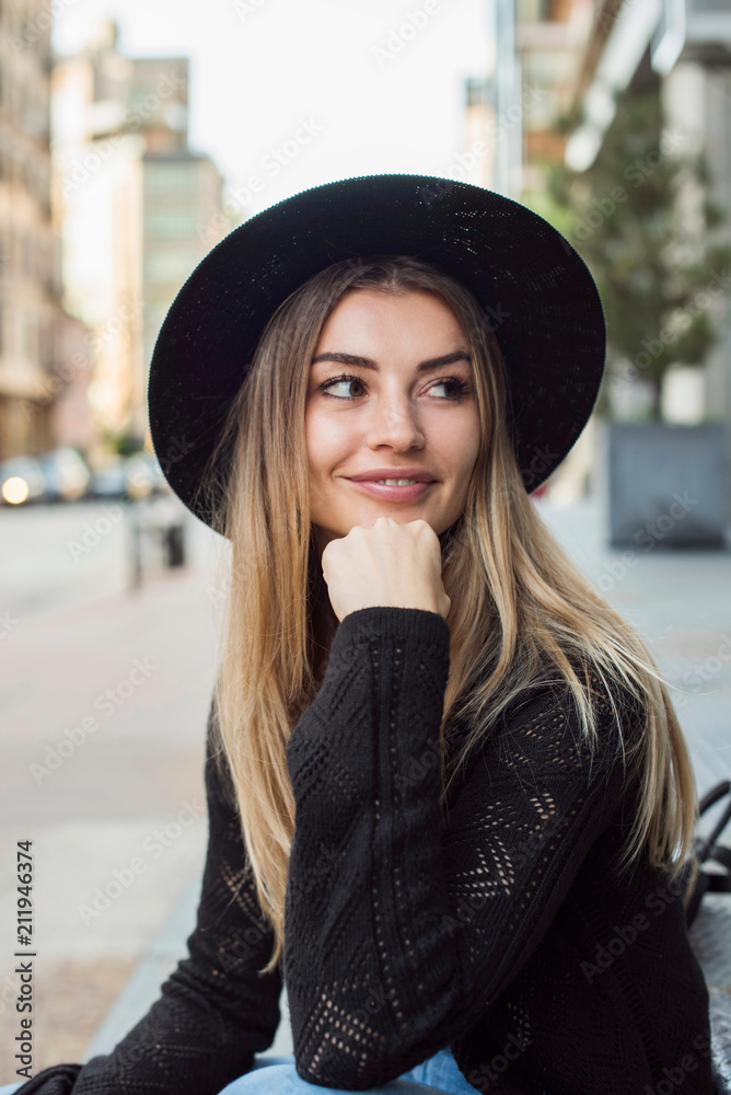 Girl sales wearing hat