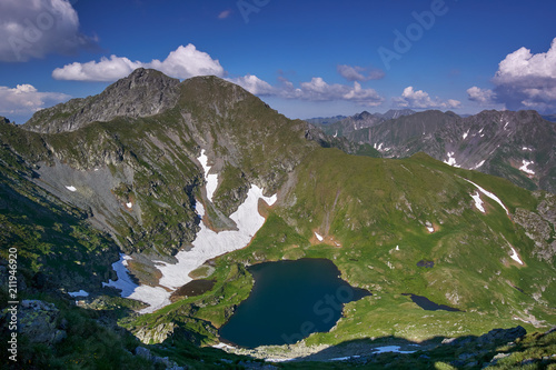 High mountains and glacial lake