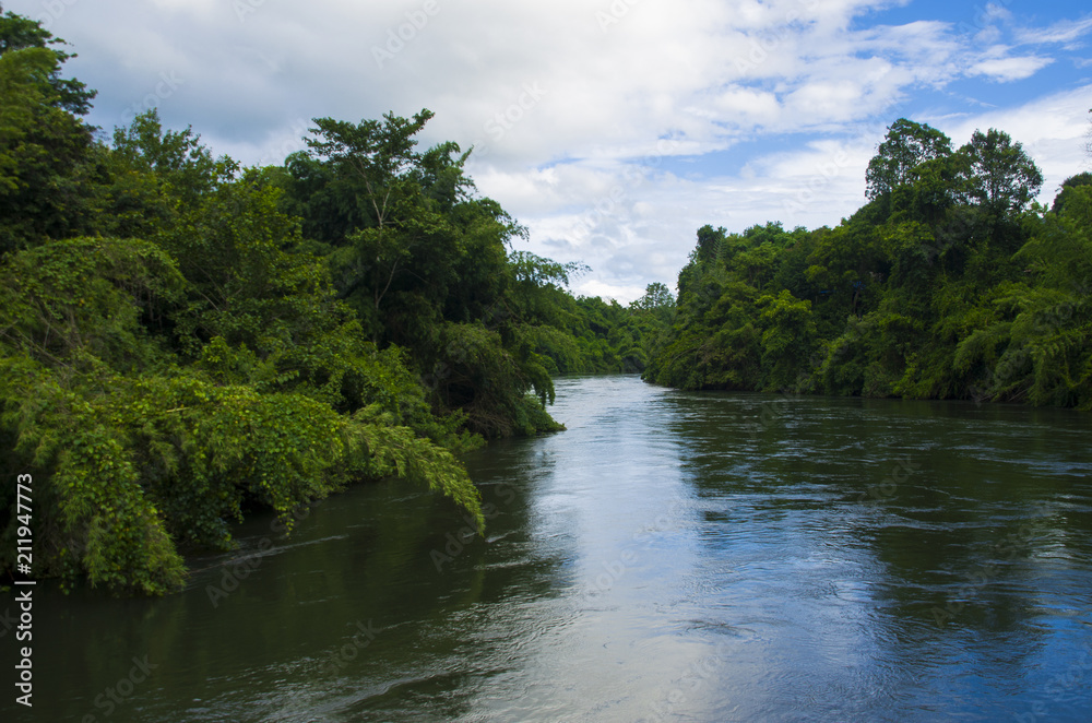 A View From River Kwai Noi On Blue Sky, Kanchanaburi Thailand - 4 July 2018