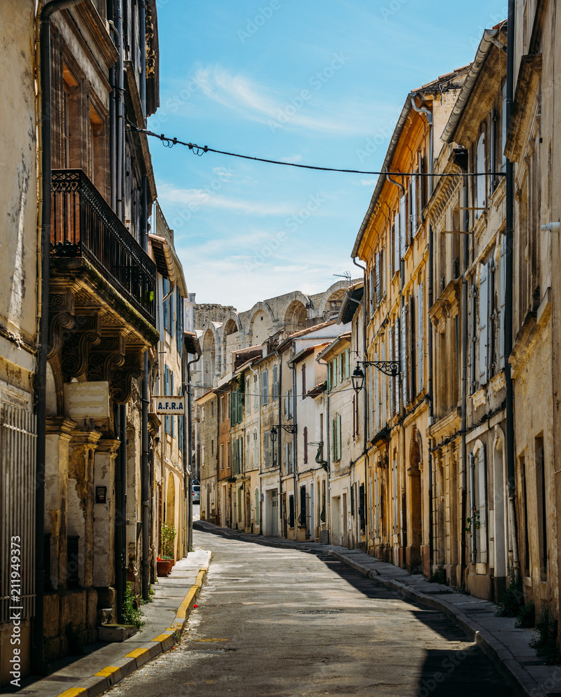 Small narrow streets in the quaint Provencal city of Arles, on the River Rhone