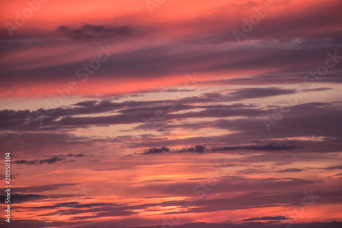 Scenic view at purple cloudy sunset sky. Abstract nature background. Sunset or sunrise dramatic sky with clouds. © aerial333
