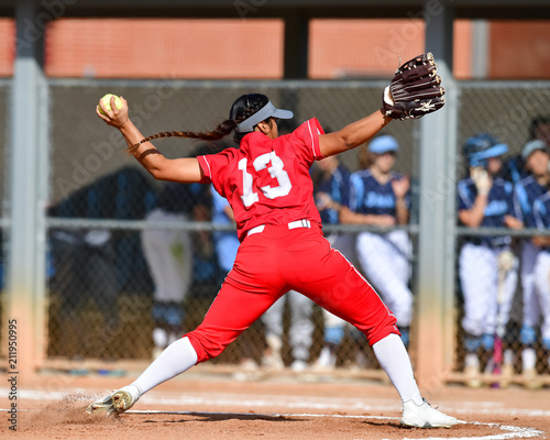 Photography Fast Pitch Softball Pitcher Throwing a Strike